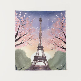 Tapete De Parede Torre Eiffel em Flor | Paris França Aquarela