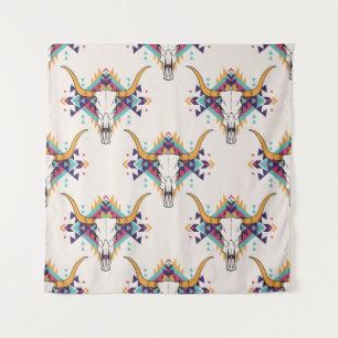 Tapete De Parede Touro Tribal Caveira: Boho Sem Semente