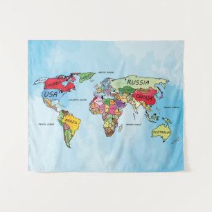 Tapete De Parede Trabalho de arte de aquarela do World Map