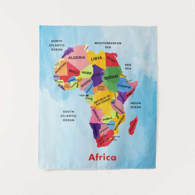 Tapete De Parede Trabalho de arte do mapa africano (Frente)