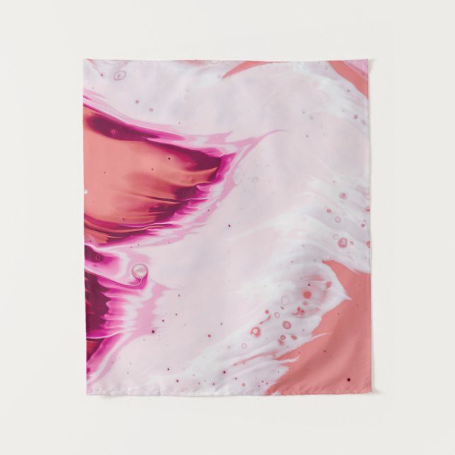 Tapete De Parede Trabalho de arte rosa e branco (Frente)