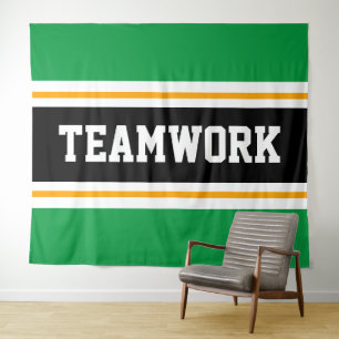 Tapete De Parede TRABALHO EM EQUIPE Verde Preto, Banhas Amarelas Br