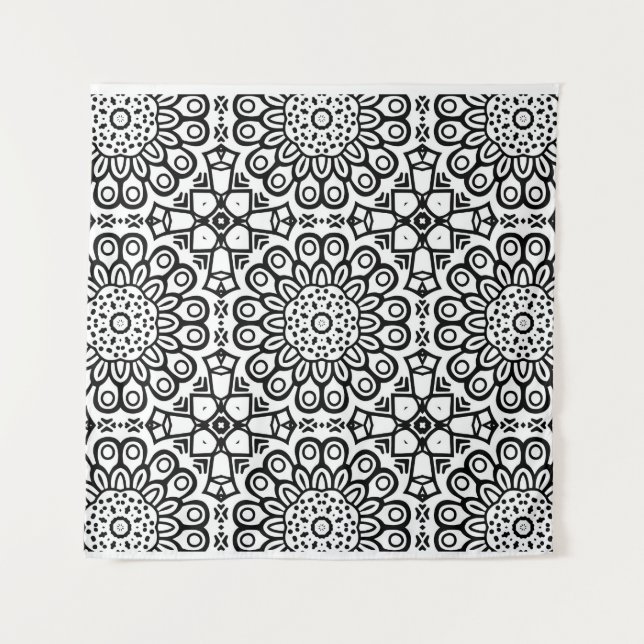 Tapete De Parede Traditional sunflower batik pattern ornamentscroll (Frente)
