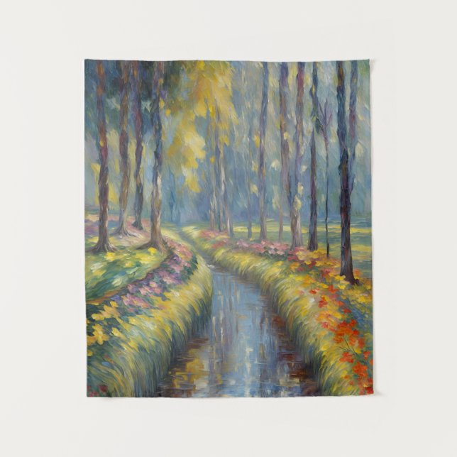 Tapete De Parede Traquil River Path Impressionista Paisagem (Frente)