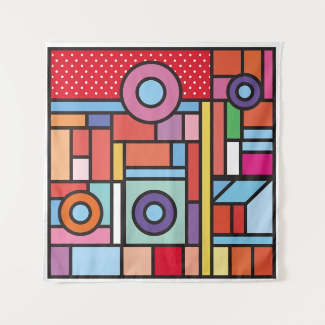 Tapete De Parede Trendy geometric elements memphis design. Retro st (Frente)