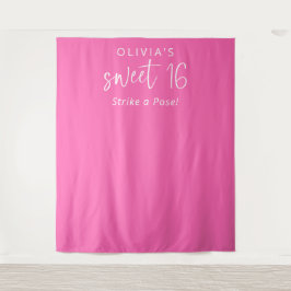 Tapete De Parede Trendy Hot Pink Name Sweet 16 Party Backdrop