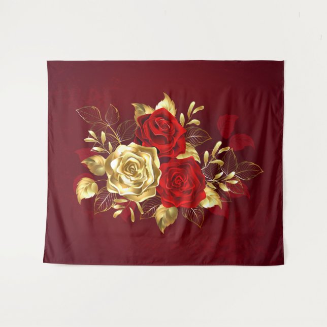 Tapete De Parede Três Rosas de joalharia (Frente (Horizontal))
