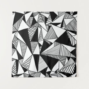 Tapete De Parede Triângulos Mosaicos, Textura Branca Negra.