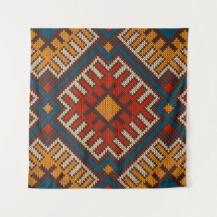 Tapete De Parede Tribal Aztec, padrão sem costura, em lã de malha