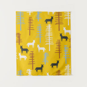 Tapete De Parede Tribal com cavalos e árvores, criativo