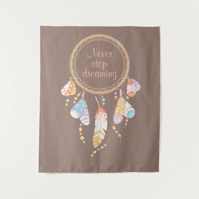 Tapete De Parede Tribal Dreamcatcher Boho Cotação Brown (Frente)