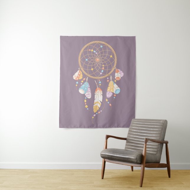 Tapete De Parede Tribal Dreamcatcher Boho Purple (In Situ)