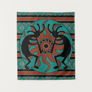Tapete De Parede Tribal Sun Kokopelli Turquoise do Sudoeste
