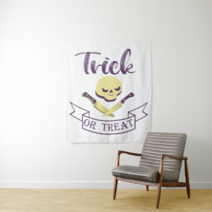 Tapete De Parede Trick or treat caveira ossos cruzados faixa de Hal