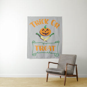 Tapete De Parede Trick or treat tíbias cruzados rosto de abóbora de