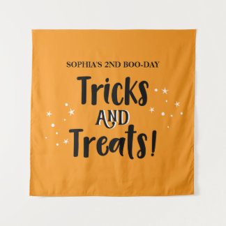Tapete De Parede Tricks and Treats BOO-DAY Halloween Birthday sign