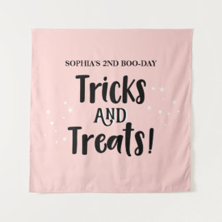 Tapete De Parede Tricks and Treats BOO-DAY Halloween Birthday sign