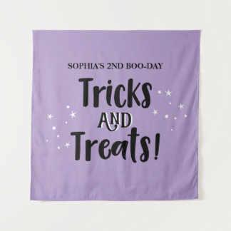 Tapete De Parede Tricks and Treats BOO-DAY Halloween Birthday sign