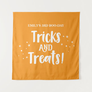 Tapete De Parede Tricks and Treats Halloween Birthday banner