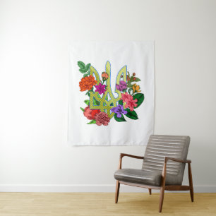 Tapete De Parede tridente tryzub da heráldica ucraniana flores flor