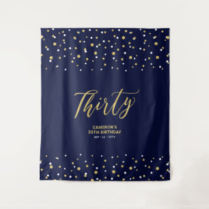 Tapete De Parede Trinta Fundo de festa de 30 anos dourado e azul