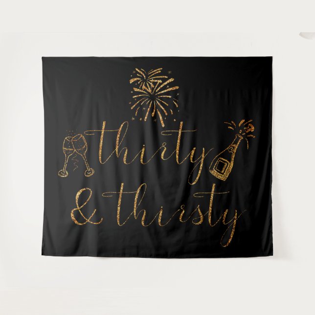 Tapete De Parede Trinta & Sedentos Glitter Script Dourado (Frente (Horizontal))