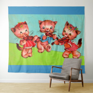 Tapete De Parede trio de violinistas de gatinhos
