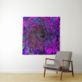 Tapete De Parede Trippy Black and Magenta Retro Liquid Swirl