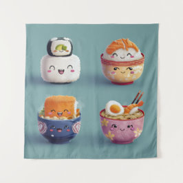 Tapete De Parede Tripulação Kawaii Sushi & Ramen
