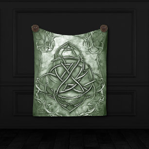 Tapete De Parede Triquetra Trinity Knot Sage Green Faux Metalical