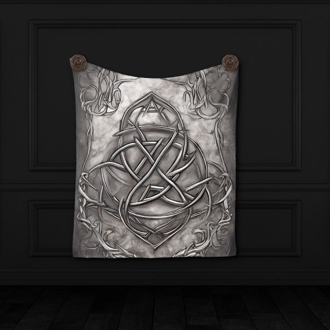 Tapete De Parede Triquetra Trinity Knot Silvery Pewter Faux Metal (Criador carregado)