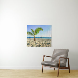 Tapete De Parede Tropical Beaches | Sailboat, Palm Tree, Aruba