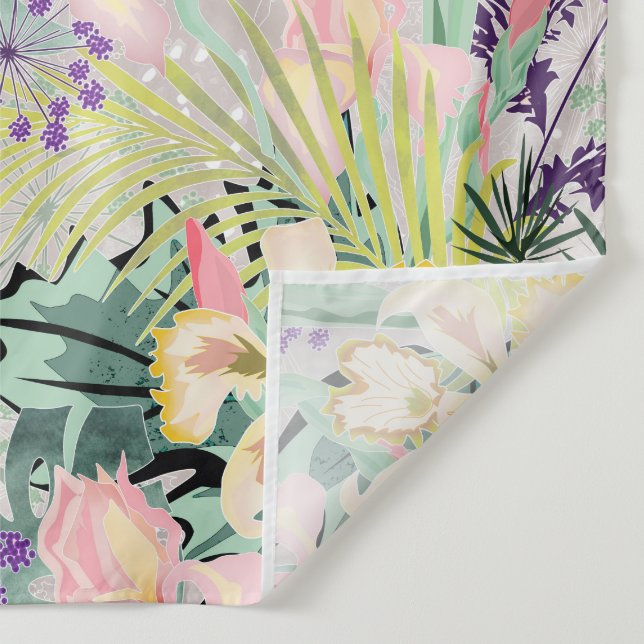Tapete De Parede Tropical pattern with orchids. (Detalhe)