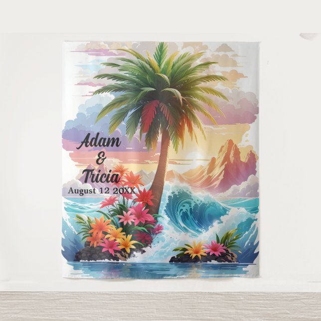 Tapete De Parede Tropical Sunset Escape Wedding Backdrop (Frente)