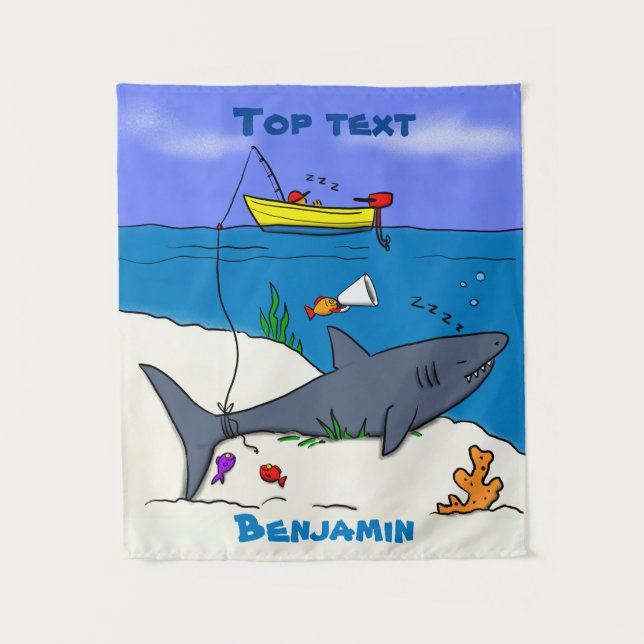 Tapete De Parede Tubarão-cama engraçado e desenho animado (Frente)