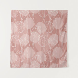 Tapete De Parede Tulipas Brancas Vintage Fundo Rosa