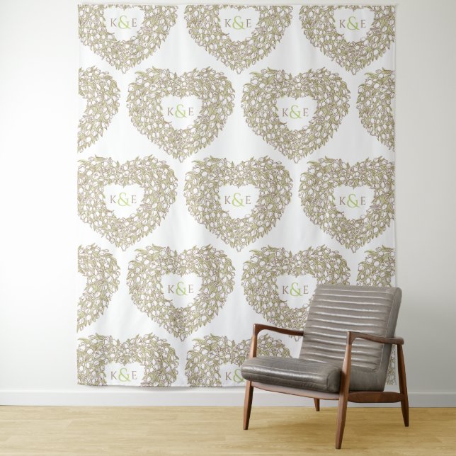 Tapete De Parede Tulipas creme monograma fundo de casamento (In Situ)