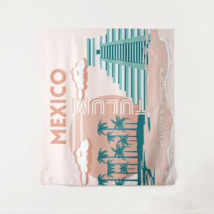 Tapete De Parede Tulum, México, Viagem Art, Retro