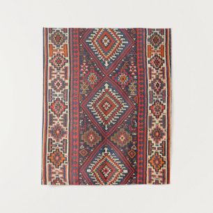 Tapete De Parede Turquia Kilim Aztec Vermelho Azul Tan 