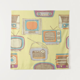 Tapete De Parede Tv e rádio retrô. padrão sem falhas