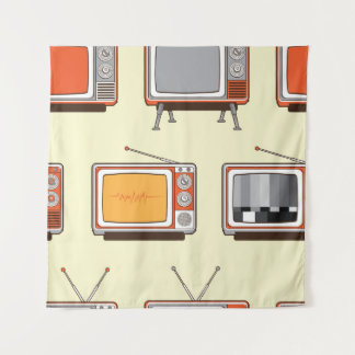 Tapete De Parede TV retrô colorida, padrão de safra