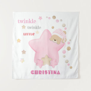 Tapete De Parede Twinkle Twinkle Pequena Estrelinha Bebê Teddy Bea