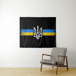 Tapete De Parede Ucrânia Trident - Símbolo de Bandeira da Ucrânia