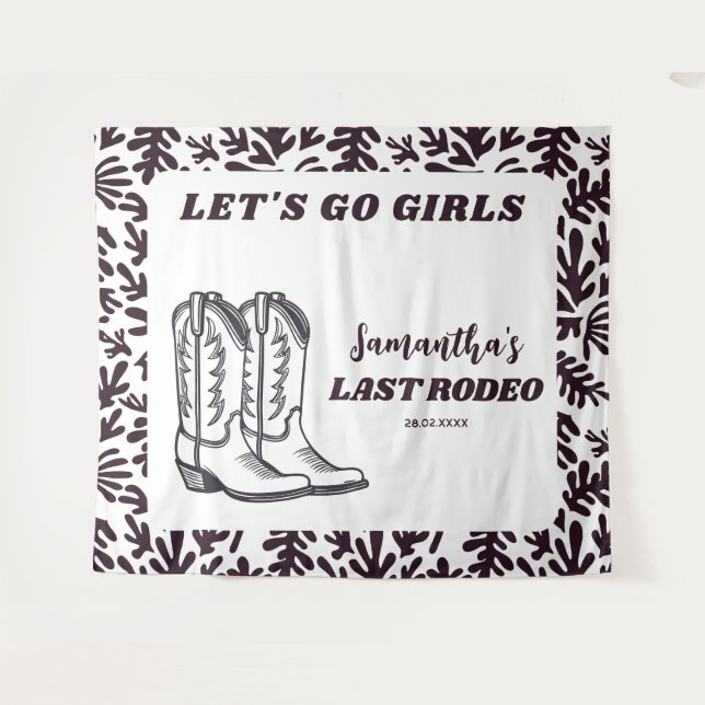 Tapete De Parede Último Rodeio Cowgirl Ocidental Festa de Despedida (Frente (Horizontal))