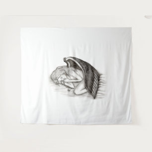 Tapete De Parede Um anjo adormecido, Design preto e branco