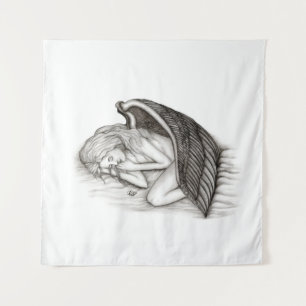 Tapete De Parede Um anjo adormecido, Design preto e branco