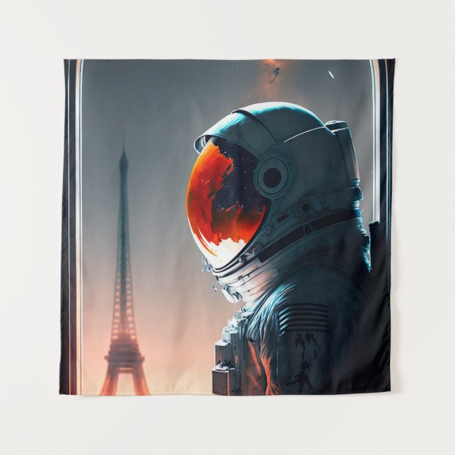 Tapete De Parede Um astronauta em Paris  (Frente)