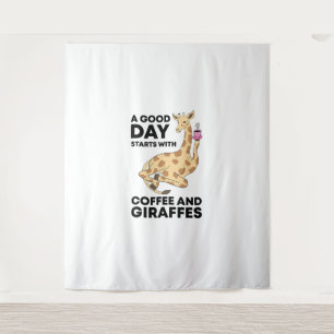 Tapete De Parede Um Bom Dia Começa Com Café E Girafa Engraçado