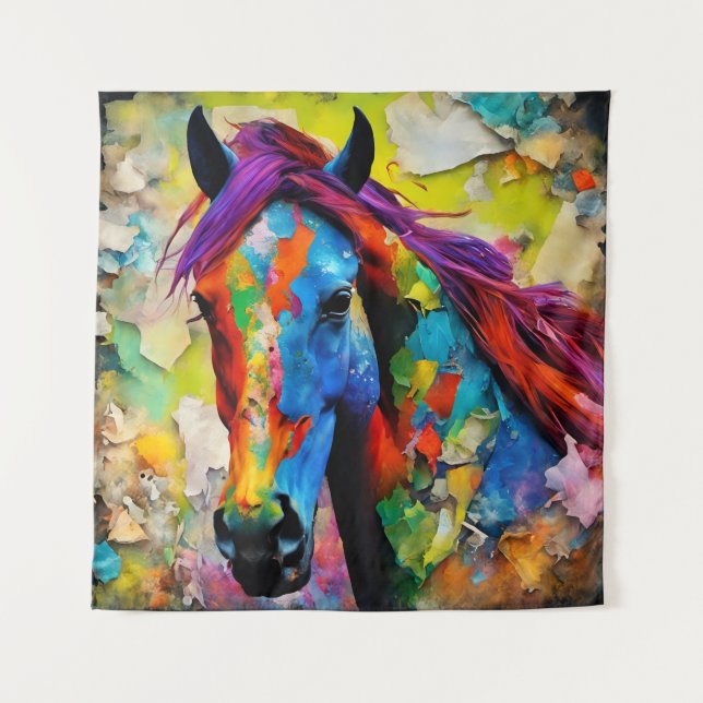 Tapete De Parede Um Cavalo Muito Colorido (Frente)