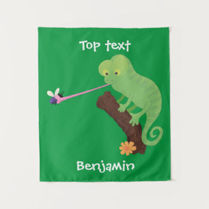 Tapete De Parede Um desenho animado verde-feliz chameleon lagarto